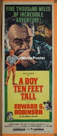 a120 BOY TEN FEET TALL insert movie poster '65 Edward G. Robinson