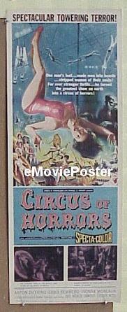 a172 CIRCUS OF HORRORS insert movie poster '60 AIP, Anton Diffring