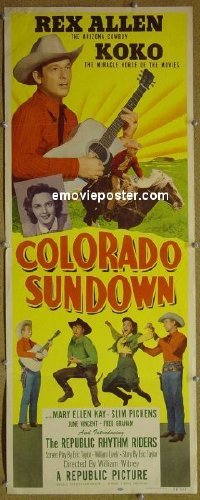 a179 COLORADO SUNDOWN insert movie poster '51 Rex Allen, western