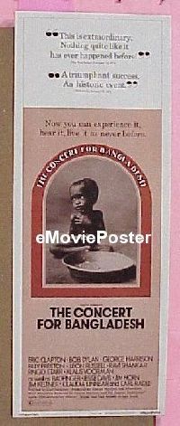 a183 CONCERT FOR BANGLADESH insert movie poster '72 Harrison