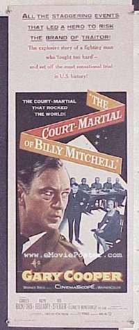a193 COURT-MARTIAL OF BILLY MITCHELL insert movie poster '56 Cooper