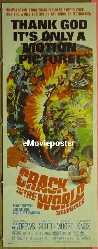 a197 CRACK IN THE WORLD insert movie poster '65 Dana Andrews