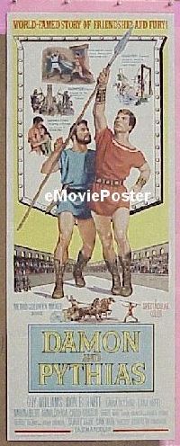 a209 DAMON & PYTHIAS insert movie poster '62 Guy Williams