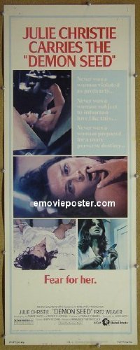 a226 DEMON SEED style B insert movie poster '77 Julie Christie sci-fi!