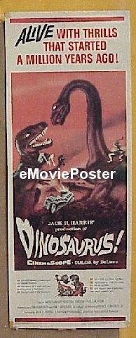 a231 DINOSAURUS insert movie poster '60 prehistoric monsters!