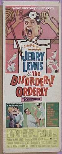 a234 DISORDERLY ORDERLY insert movie poster '65 Jerry Lewis