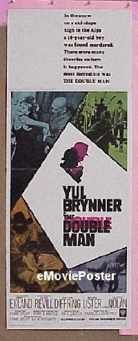 a244 DOUBLE MAN insert movie poster '67 Yul Brynner, Britt Ekland