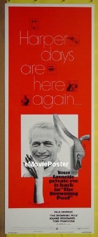 a253 DROWNING POOL insert movie poster '75 Paul Newman, Woodward