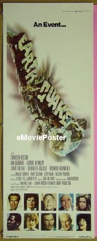 a258 EARTHQUAKE insert movie poster '74 Charlton Heston, Ava Gardner