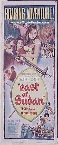 a259 EAST OF SUDAN insert movie poster '64 Anthony Quayle