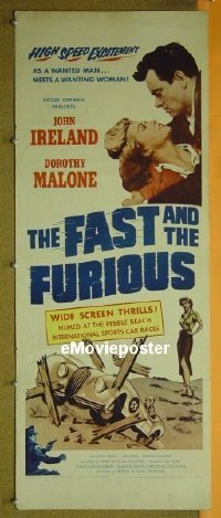 a276 FAST & THE FURIOUS insert movie poster '54 car racing!