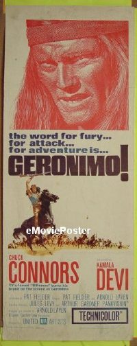 a325 GERONIMO insert movie poster '62 Native American Indians!