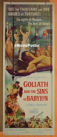 a340 GOLIATH & THE SINS OF BABYLON insert movie poster '64 AIP