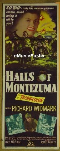 a362 HALLS OF MONTEZUMA insert movie poster '51 Richard Widmark