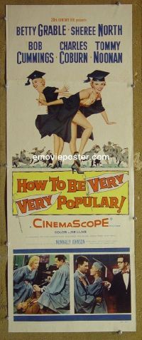 a410 HOW TO BE VERY POPULAR insert movie poster '55 Grable, North