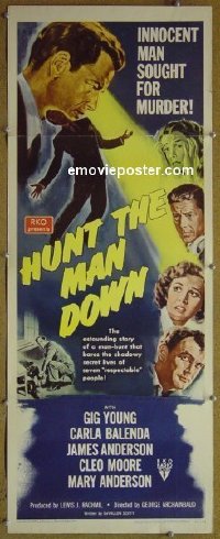 #6517 HUNT THE MAN DOWN insert '51 film noir 