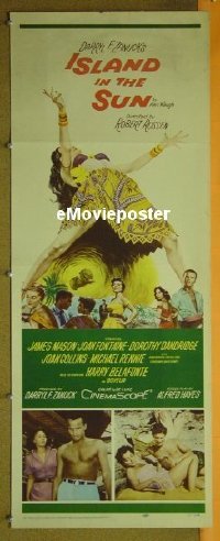 a442 ISLAND IN THE SUN insert movie poster '57 Mason, Fontaine