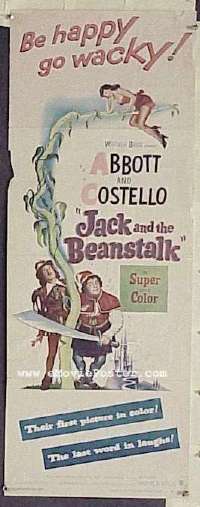 a450 JACK & THE BEANSTALK insert movie poster '52 A & C!