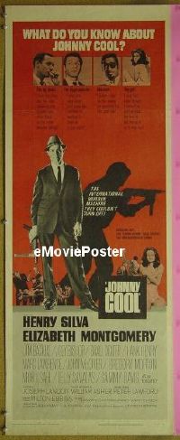 a459 JOHNNY COOL insert movie poster '63 Sammy Davis Jr film noir!