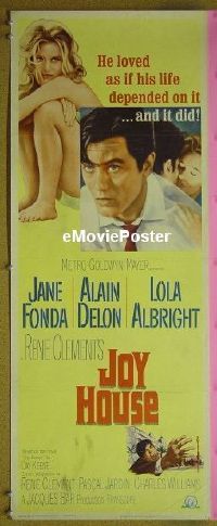 a462 JOY HOUSE insert movie poster '64 Jane Fonda, Alain Delon