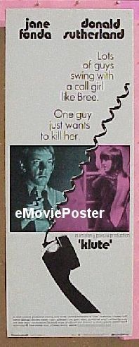 a489 KLUTE insert movie poster '71 Jane Fonda, Donald Sutherland