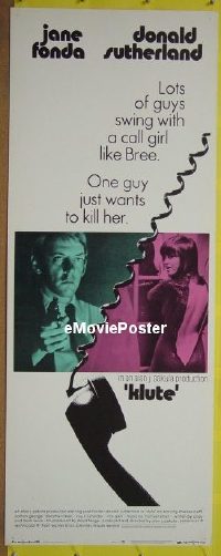 a490 KLUTE rare style insert movie poster '71 Sutherland, Fonda