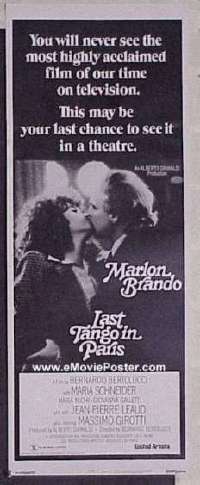 a501 LAST TANGO IN PARIS insert movie poster '73 Marlon Brando