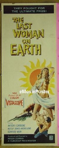 a503 LAST WOMAN ON EARTH insert movie poster '60 sexy image!