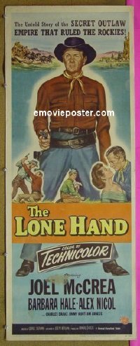 a525 LONE HAND insert movie poster '53 Joel McCrea