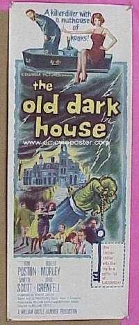 a653 OLD DARK HOUSE insert movie poster '63 Hammer, Poston