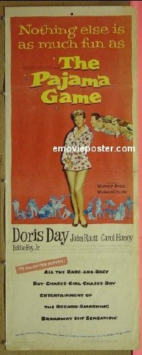 a680 PAJAMA GAME signed insert movie poster '57 Doris Day