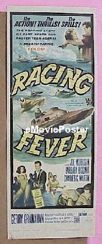 a745 RACING FEVER insert movie poster '64 thrilling speed-boats!