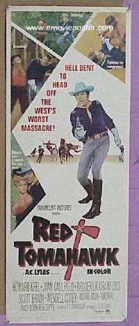 a757 RED TOMAHAWK insert movie poster '66 Howard Keel, Caulfield