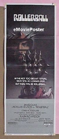 a773 ROLLERBALL insert movie poster '75 James Caan, Bob Peak art!