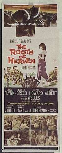 a777 ROOTS OF HEAVEN insert movie poster '58 Errol Flynn