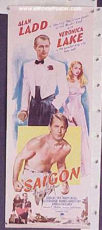 a786 SAIGON insert movie poster '48 Alan Ladd, Veronica Lake