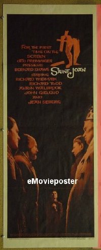 a787 SAINT JOAN insert movie poster '57 Jean Seberg, Richard Widmark
