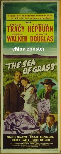 a799 SEA OF GRASS insert movie poster '47 Tracy, Hepburn