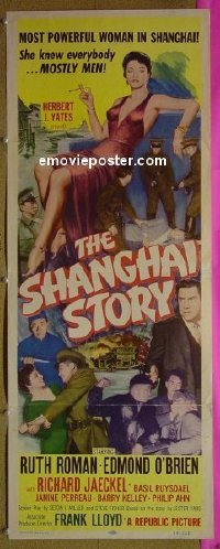 a824 SHANGHAI STORY insert movie poster '54 Ruth Roman, O'Brien