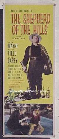 a827 SHEPHERD OF THE HILLS insert movie poster R55 John Wayne