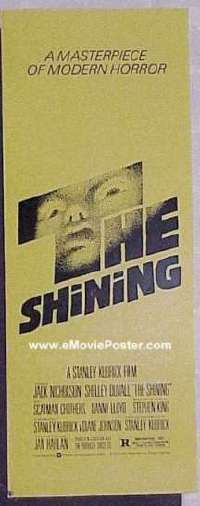 a832 SHINING insert movie poster '80 Jack Nicholson, Kubrick