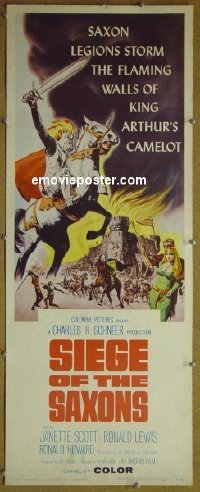 a838 SIEGE OF THE SAXONS insert movie poster '63 King Arthur!