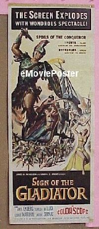 a839 SIGN OF THE GLADIATOR insert movie poster '59 Anita Ekberg