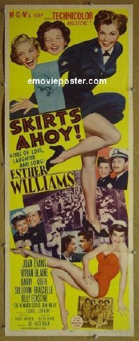 a845 SKIRTS AHOY insert movie poster '52 Esther Williams