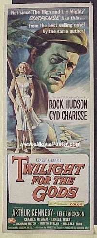 a998 TWILIGHT FOR THE GODS insert movie poster '58 Rock Hudson