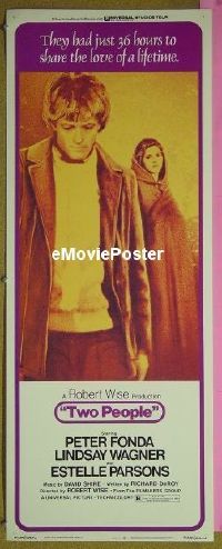b003 TWO PEOPLE insert movie poster '73 Peter Fonda, Lindsay Wagner