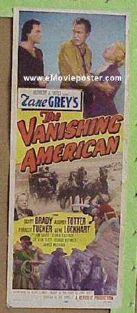 b017 VANISHING AMERICAN insert movie poster '55 Zane Grey