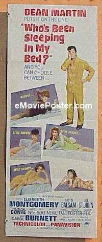 b059 WHO'S BEEN SLEEPING IN MY BED insert movie poster '63 Dean Martin