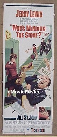 b060 WHO'S MINDING THE STORE insert movie poster '63 Jerry Lewis