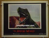 #1435 ANIMAL WORLD lobby card #3 '56 dinosaur closeup!